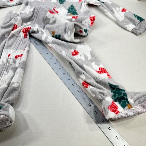 Carter's Child's Sz 4T Footed Christmas Sleeper Gray Polar Bears And Trees NWOT - Picture 13 of 16